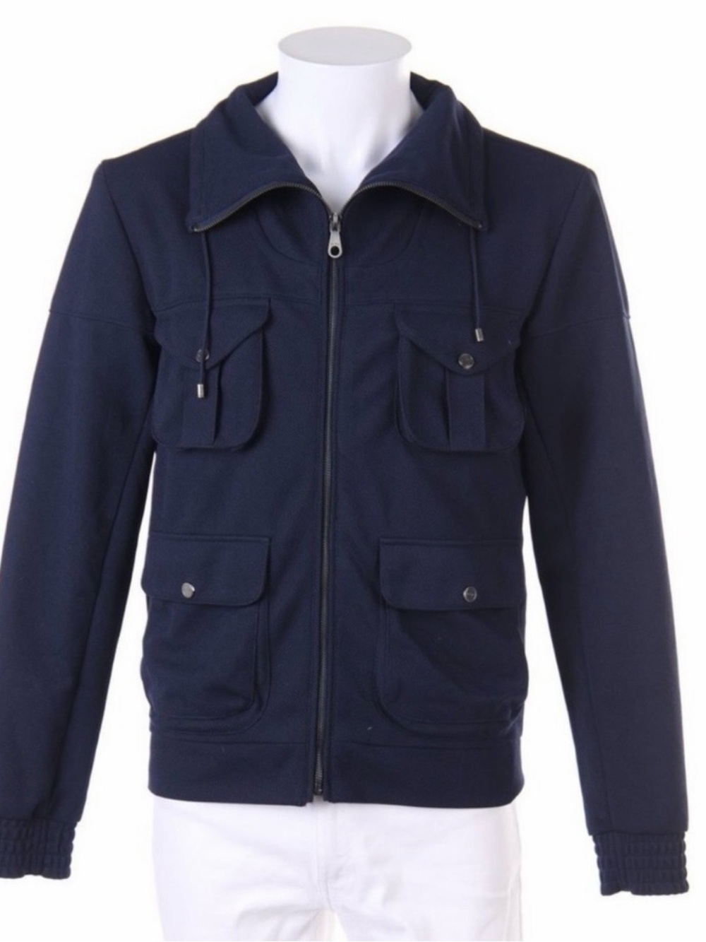 Zara Navy Military-Style Zip Front Jacket